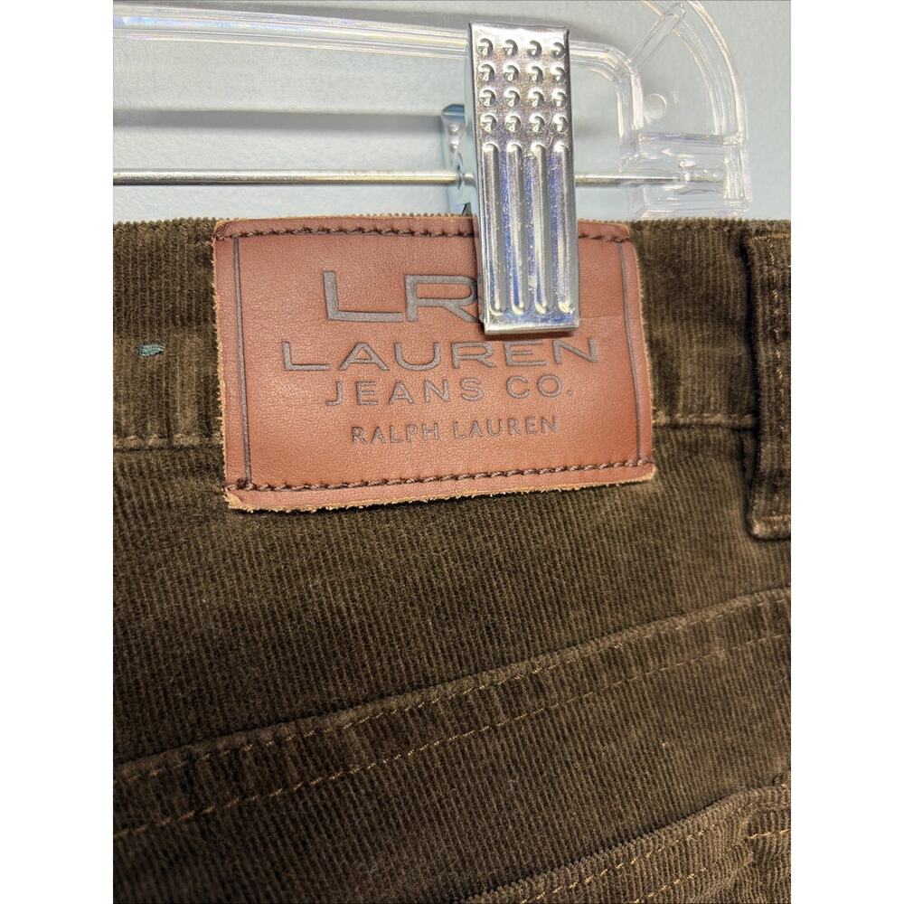 LRL Lauren Jeans Co. Brown Corduroy Pants Size 14 - Classic Straight Leg/Stretch - Picture 3 of 5